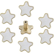 8PCS Tombol Berbentuk Bintang Tembaga, Tombol Kabinet Emas Berlapis untuk Kabinet, Laci, Pintu, Alma