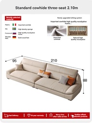 AUGA โซฟาหนังแท้ โซฟาหนังวัวแท้ L Shape Sofa Genuine Leather Couch Living Room
