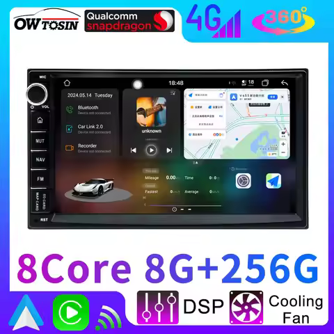 UIS7870 A75 12G+256G 2 Din Universal Android 13 Car Radio GPS Navigation Player Stereo CarPlay Autor