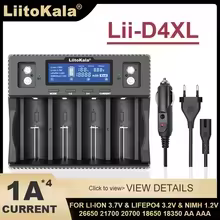 LiitoKala Lii-D4XL Smart Charger for 3.7V Li-ion 3.2V LiFePO4 1.2V NiMH/Cd 21700 18650 26650 26700 3