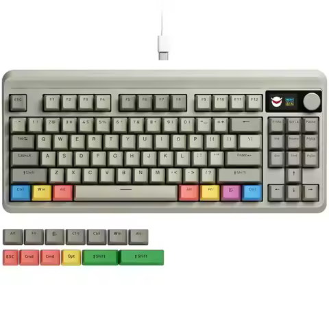 XVX Wired 75 Retro Gaming Keyboard with 2 HUB Ports, M87 Pro Mechanical Keyboard with Customizable S