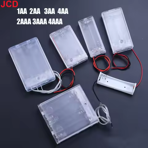 JCD 1piece Plastic Transparent 1/2/3/4AA And 2/3AAA Size Power Battery Storage Box Bracket With Lead