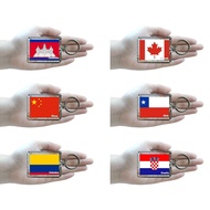 Ashgianly FLAG SMALL ACRYLIC KEYCHAIN DESIGN CAMBODIA CANADA CHILE COLOMBIA CROATIA