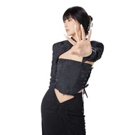 4muggle Original Design Chinese Style Small Stand Collar Waistcoat Jacket Set Niche Jacquard Fishbon