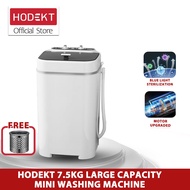 HODEKT Family Mini Washing Machine, Mesin Basuh Large Capacity, Washing Weight, 7.5KG Blue Light Ste