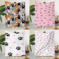 Cute Colorful Cat Paw  Flannel Throw Blanket All Season Sofa Nap Aircon Blanket
