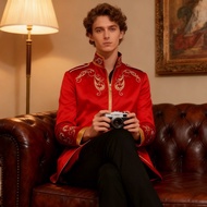 Prince Gold Embroidery Blazer for Men - Palace Dapper Slim Fit Jacket Theme Party Costume