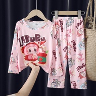 [Ship from Malaysia] baju tidur baby girl Bulk Discount Pajamas Girls' Long Sleeve Round-Neck KT Cat