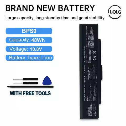 VGP-BPS9/S VGP-BPS9A/S VGP-BPL9 6cell 5200mAh 11.1V Laptop Battery For Sony VAIO VGN-CR13G VGN-CR190