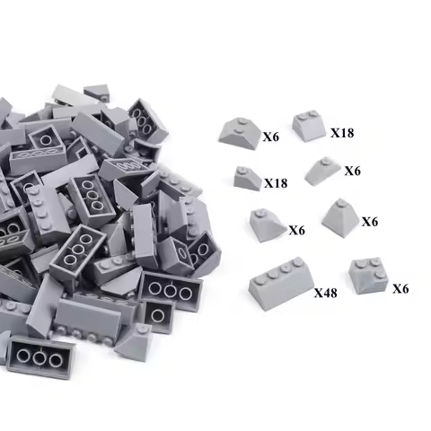 114PCS Mixed 8 Kinds Different Roof Tiles Blocks 1X2 2X2 2X4 Moc City House Street Accessory Compati