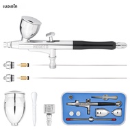 แอร์บรัชแบบ Dual-Action พร้อมหัวฉีดตั้งศูนย์อัตโนมัติ ถ้วย 7cc 13cc เข็ม 0.2/0.3/0.5 มม. สําหรับการส