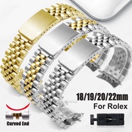 Curved End Straps for Rolex Watch Band 18mm 19mm 20mm 22mm Bracelet for DATEJUST Withlogo Solid Stainless Steel Watchbands Luxury