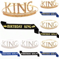 1pc/2pcs Men Including Birthday Crown,King Sash Ribbon Candles And Cake Topper, Birthday King Birthd