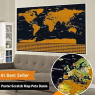 Poster Scratch Map Peta Dunia Versi National Flag World Map 59.5 x 82.5 CM Wallpaper Dinding Tempel