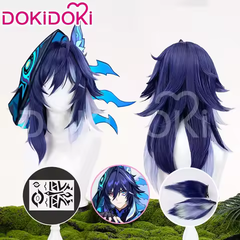 IN STOCK Ororon Wig Game Genshin Impact Cosplay DokiDoki Men 40cm Dark Blue Long Hair Natlan Ororon 