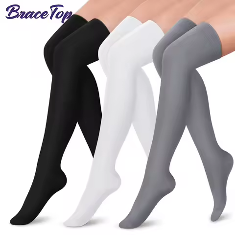 1Pair Sport Thigh High Compression Socks for Running, Edema, Varicose Veins, Pregnancy & Nursing