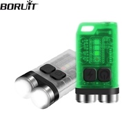 BORUiT V3 LED Keychain Portable Flashlight Work Light Type-C Rechargeable Mini Torch with Magnet UV 