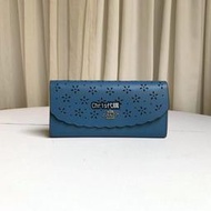 Chris精品代購 COACH 寇馳 39997 新款鏤空長藍色皮夾 翻蓋長夾 真皮錢包 女用皮夾 美國代購