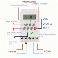 FREEWOODIEGI Timer Switch, 12V 220V Digital Timer, Durable LED 50/60Hz 110V Electrical Device Timer 