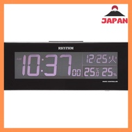 [Direct from Japan][Brand New]Rhythm (RHYTHM) Alarm clock, electric wave clock, gradation, LED, 365 color display, AC power supply, black, Iloria 8RZ173SR02