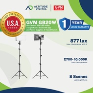GVM GB20W On-Camera RGB LED Video 2-Light Kit with Bluetooth App and Power Supplies & Tripod Stands
