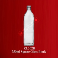 750ml/375ml Square Glass Bottle with/without Cap * Botol Kaca Empat Segi