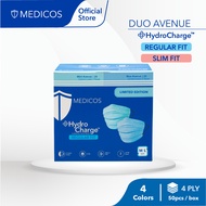 MEDICOS HydroCharge 4 Ply Surgical Face Mask Regular And Slim Fit - Duo Avenue Mint + Blue (50's x 1 Box)