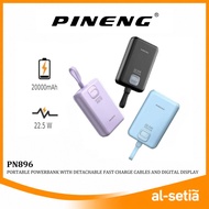 PINENG PN896PD 22.5W 20000mAh PORTABLE POWERBANK WITH DETACHABLE CABLES - BLACK / BLUE / PURPLE