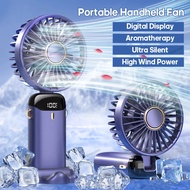 Portable Recharge Fan Handheld Mini Fan USB Hand Hold Small Pocket Fan with Data Disply Table Stand Home Air Conditioner