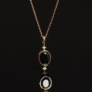 18K金黑色尖晶石包邊橢圓形鑽石項鏈The Bezel Oval Necklace wit