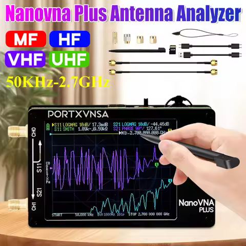 NanoVNA Plus Vector Network Analyzer Upgraded 50Khz-2.7Ghz Antenna Analyzer HF VHF UHF VNA 4" 5000mA