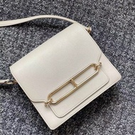 98新 💓 愛馬仕 豬鼻子 mini roulis 冰川白 8L