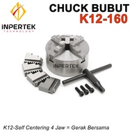 Chuck Bubut 6" 4 Jaw K12 Self Centering Bola Dunia Chuck Gerak Bareng