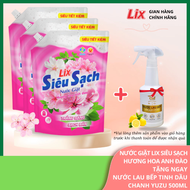 Combo 3 túi nước giặt Lix siêu sạch hương hoa anh đào sạch thơm tặng 1 chai nước lau bếp On1 500ml 3