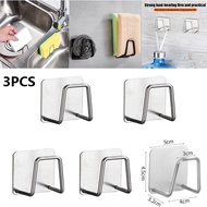 3PCS 304 Stainless Steel Sink Sponge Holder Self Adhesive Drain Rack  Storage Shelf Kitchen Wire Bal