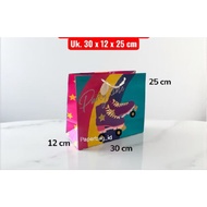 Paperbag Size 30 x 12 x 25 cm Colorful Rollerskate Shoe Motif for Party