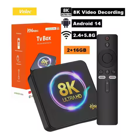 Velec 2026 Android TV Box I96 KING 8K HDR10 2+16GB Smart Android14 Voice Control Top-Set Box Dual-ch