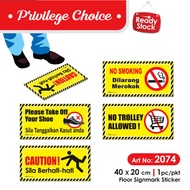 2074- Notice Daily Signage Floor Sticker / Take Off Shoes Big Sticker / No Parking Floor Sticker