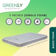 [Free Shipping - T&C] GREENLY Single Foam Mattress (5 Inch Thickness) /Tilam Single