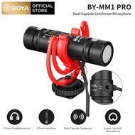 BOYA BY-MM1 Pro Dualสเตอริโอไมโครโฟนสำหรับสมาร์ทโฟนVlog PC Liveสตรีมมิ่งDSLR SLRกล้องวิดิโอสัมภาษณ์Mic