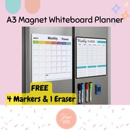 A3 Magnetic Whiteboard Planner Fridge Magnet Monthly Weekly Planner Magnetic Whiteboard