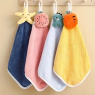 Super Absorbent Thicken Coral Fleece Hand Towel / Cute Cartoon Star Dinosaur Doll Hanging Towel / Ki