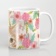 Orange Tabby floral cat head cute pet portrait gift for orange tabby cat must haves Coffee Mug