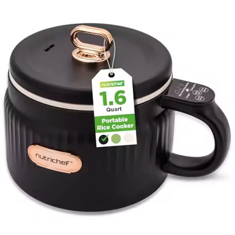 1.6 QT Portable Electric Rice Cooker and Lunch Maker Multi-Functional and Non-Stick Ceramic Coating 