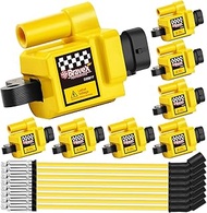 MegaFlint High Performance 8PCS Ignition Coils Pack Square Type UF271 D581 + 8Pcs 10mm Spark Plug Wi