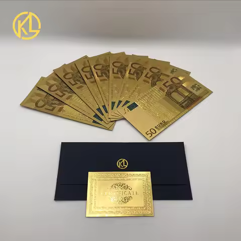 Colorful Euro 50 Gold Foil Banknote Euro Fake Banknotes Money Collection for Home Decoration Gift