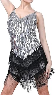 Women's Ballroom Dance Dress Sequin Fringed Flapper Dress Latin Party Dress