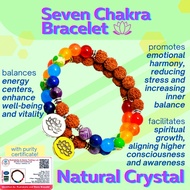 Original Rudraksha 7 Chakra Crystal Bracelet (6.5mm)(Unisex)