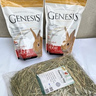 SUPER SAVER - Genesis Extruded Alfafa Rabbit Food (1kg x2) + 500g Premium USA Timothy Hay