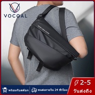 Vocoal กระเป๋าสะพายไหล่ของผู้ชายกระเป๋าคาดเอวแนวสปอร์ตลำลองมีรูกันน้ำหนัง PU สำหรับเดินทางกลางแจ้งแฟชั่น